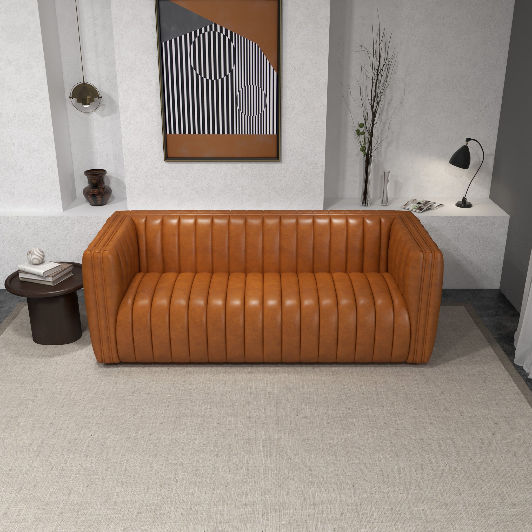 Rosslyn Cognac Leather Sofa - MidinMod