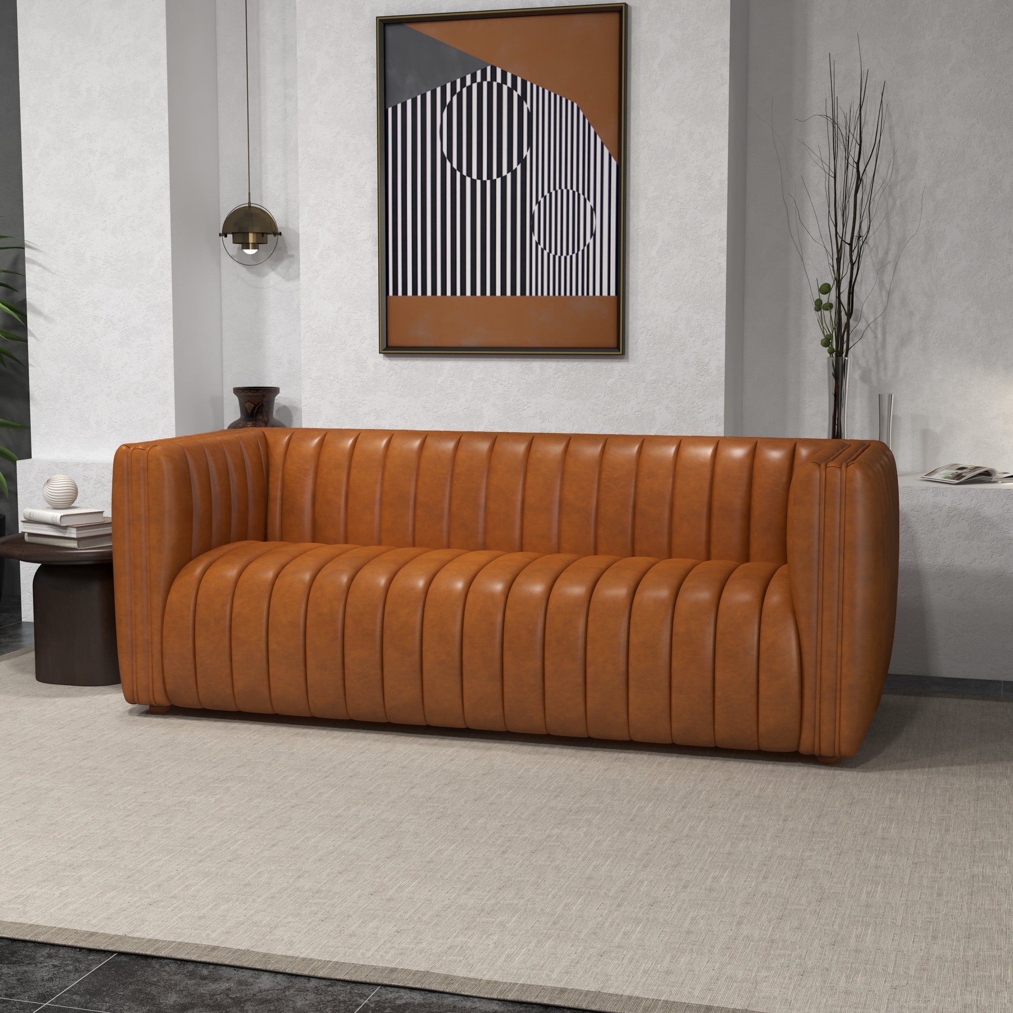 Rosslyn Cognac Leather Sofa - MidinMod