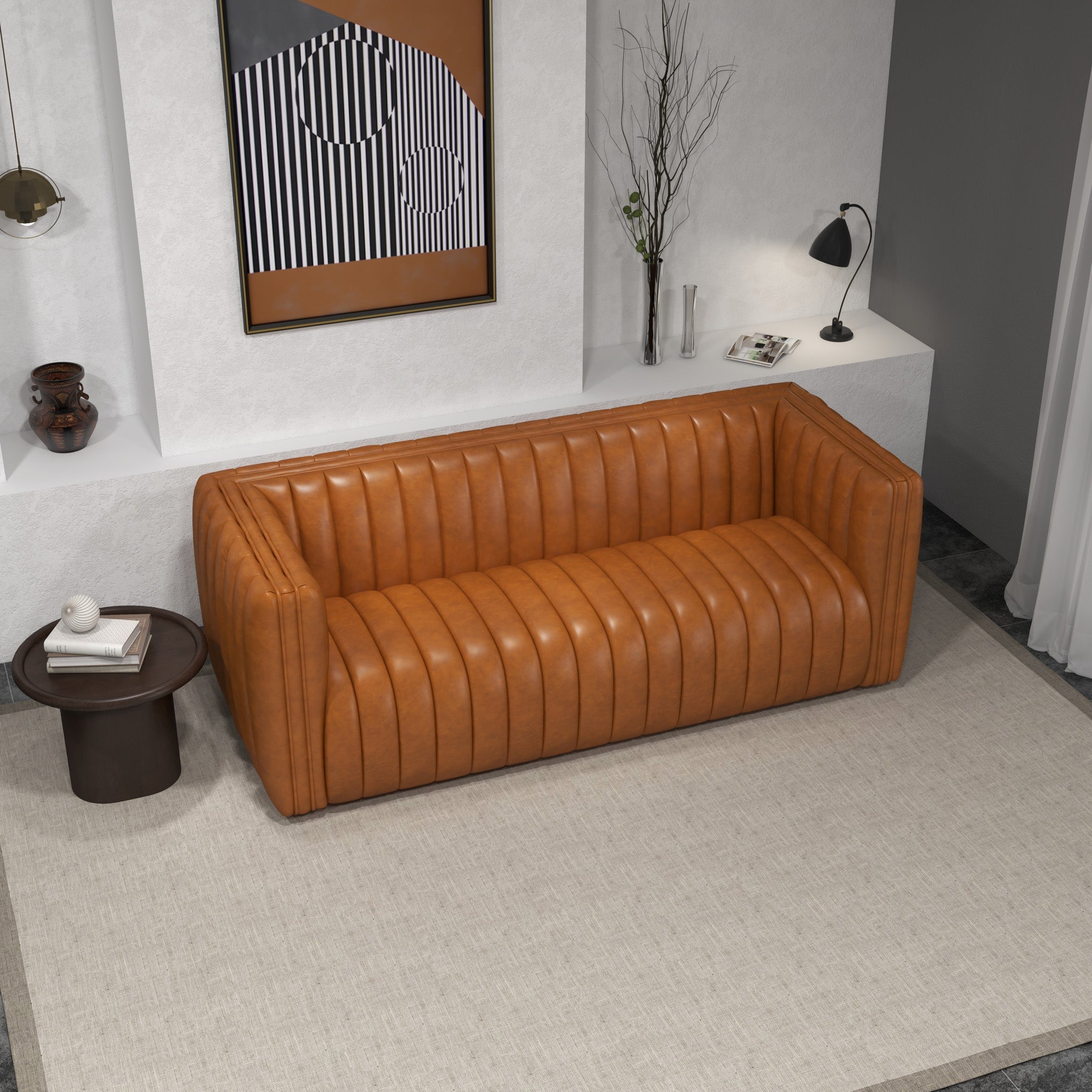 Rosslyn Cognac Leather Sofa - MidinMod