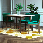 Adira Small White Top Dining Set - 4 Virginia Green Velvet Chairs | MidinMod | TX | Best Furniture stores in Houston