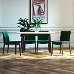 Adira Small White Top Dining Set - 4 Virginia Green Velvet Chairs | MidinMod | TX | Best Furniture stores in Houston