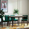 Adira Small White Top Dining Set - 4 Virginia Green Velvet Chairs | MidinMod | TX | Best Furniture stores in Houston