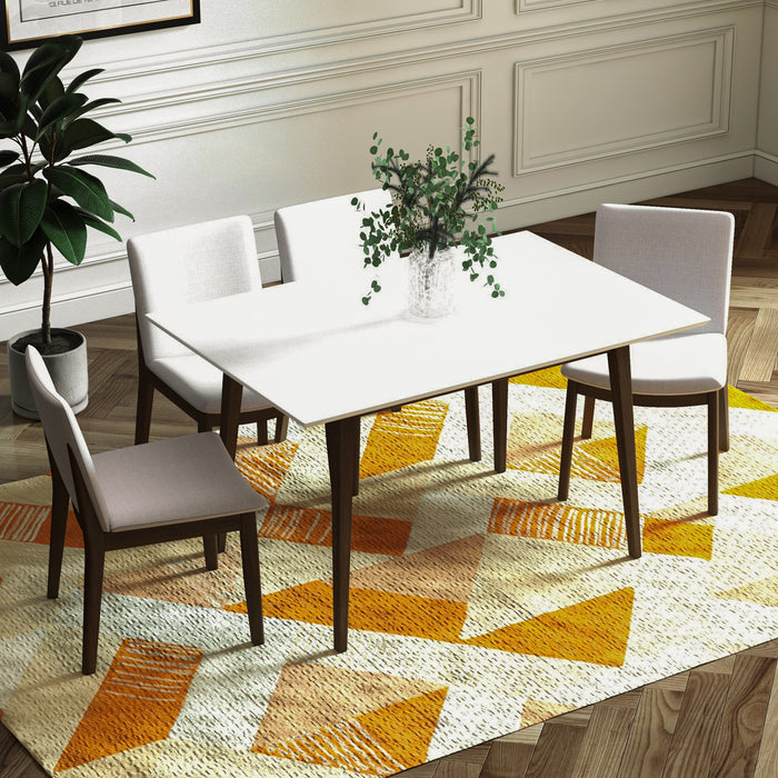 Adira Small White Top Dining Set - 4 Virginia Beige Chairs | MidinMod | TX | Best Furniture stores in Houston