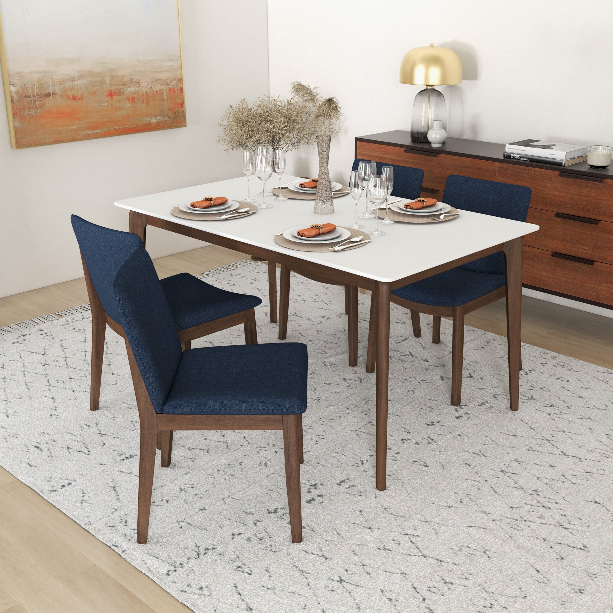 Virginia Dining Chair Navy Blue Set of 2 - MidinMod