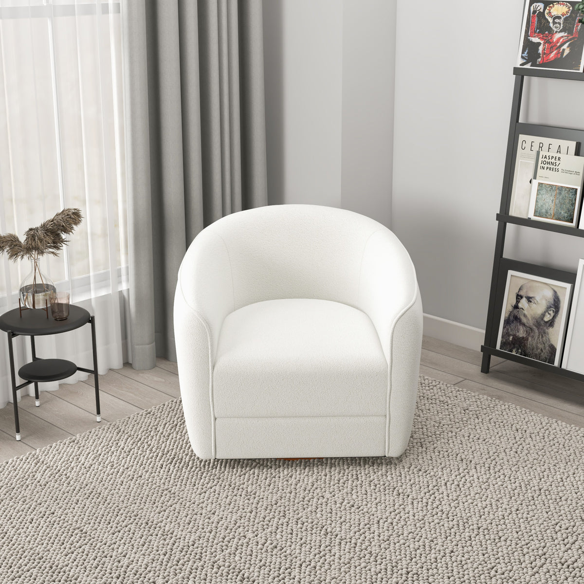 Spring Cream Boucle Swivel Chair  | MidinMod | Houston TX | Best Furniture stores in Houston