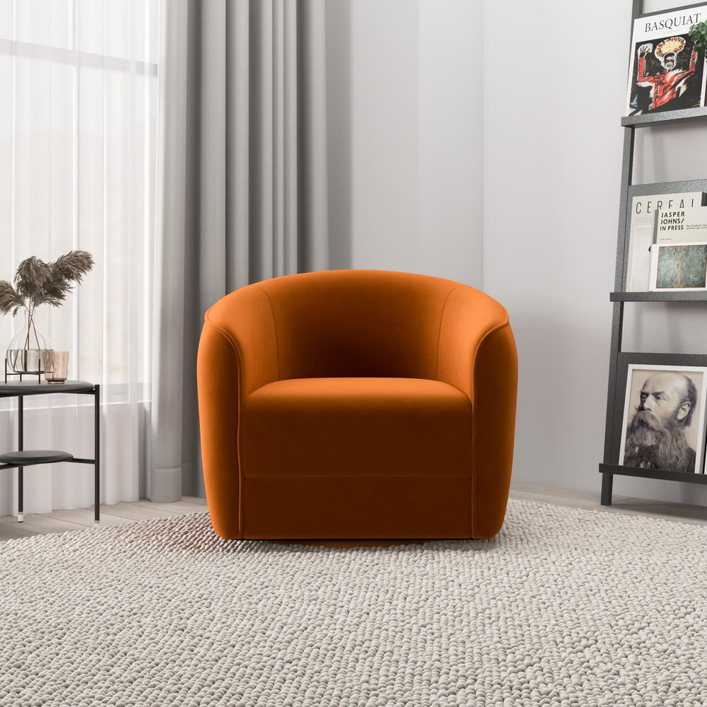 Spring Burnt Orange Velvet Swivel Chair | MidinMod