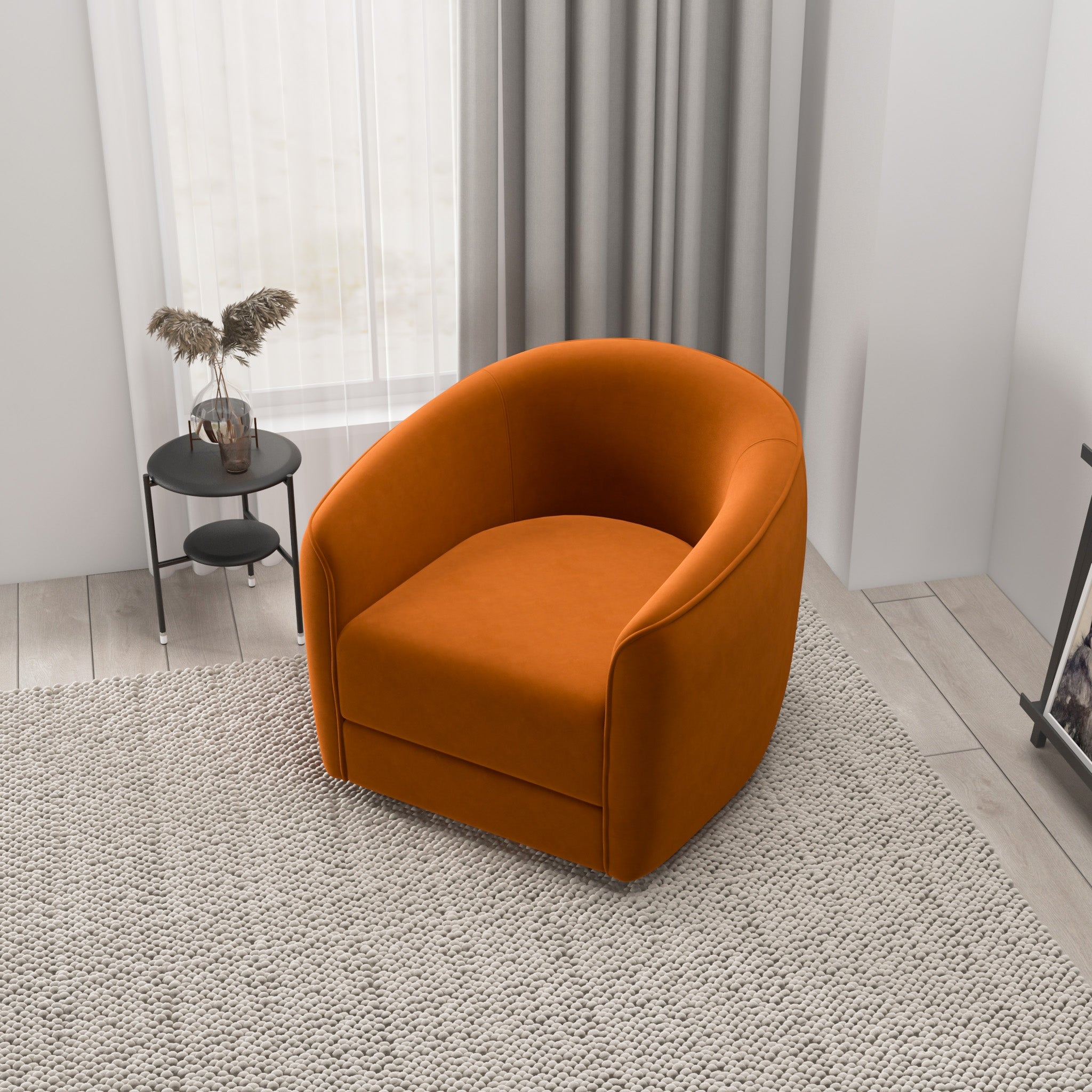 Spring Burnt Orange Velvet Swivel Chair - MidinMod