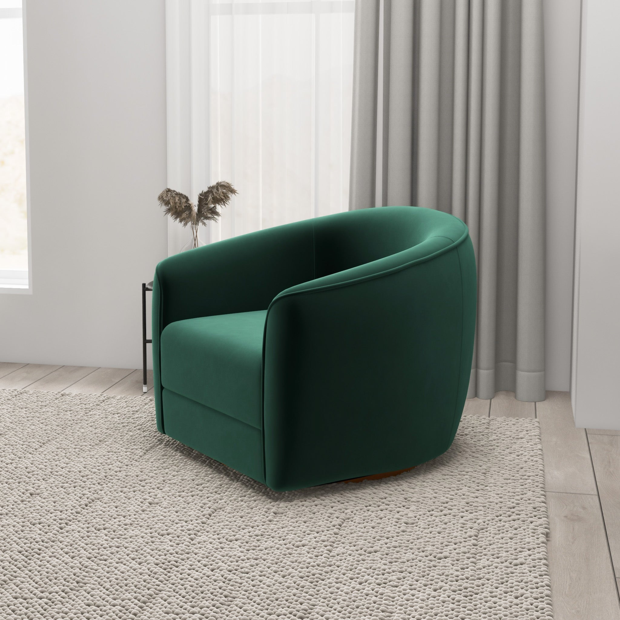 Spring Dark Green Velvet Swivel Chair - MidinMod