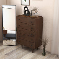 Stein Mid Century Modern 5- Drawer Brown Dresser  | MidinMod | TX | Best Furniture stores in Houston