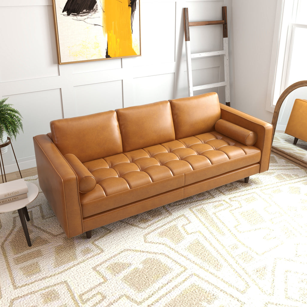 Tessa Modern Sofa -Tan Leather | MidinMod | Houston TX