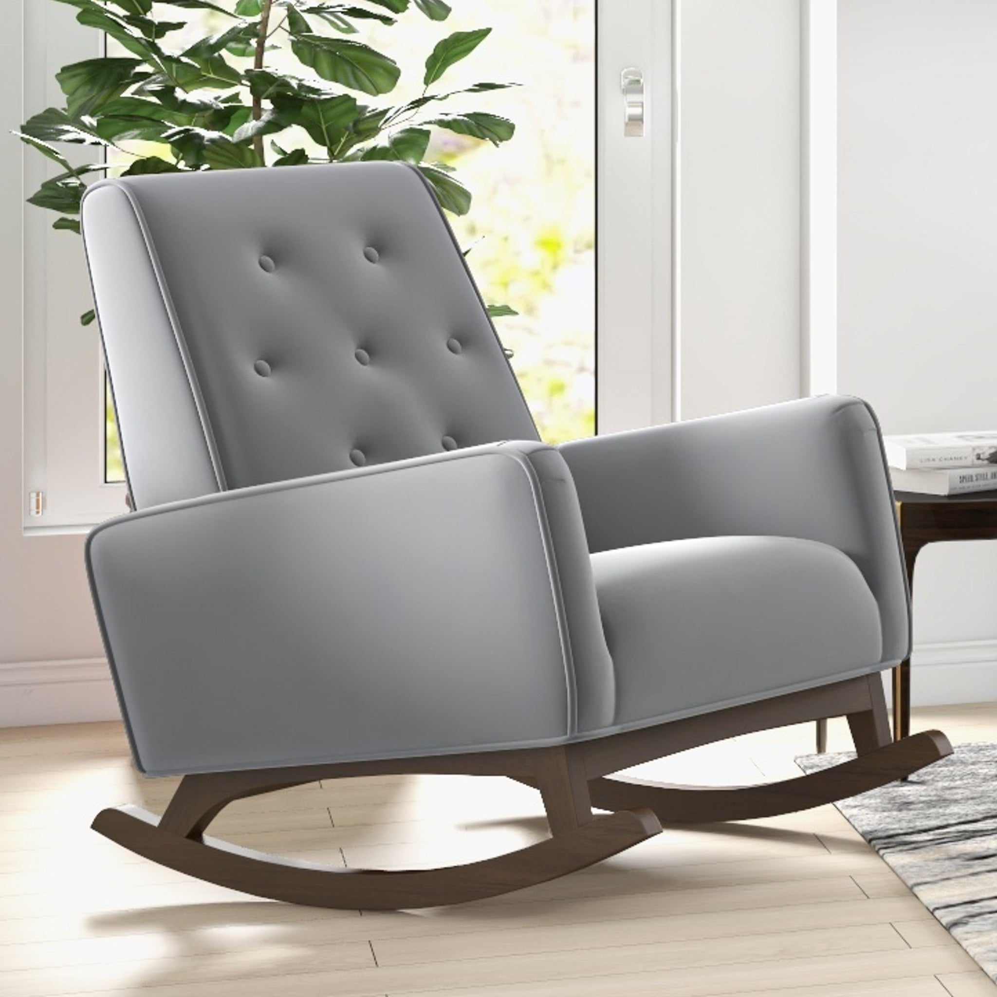 Windsor Grey Microfiber Rocking Chair - MidinMod