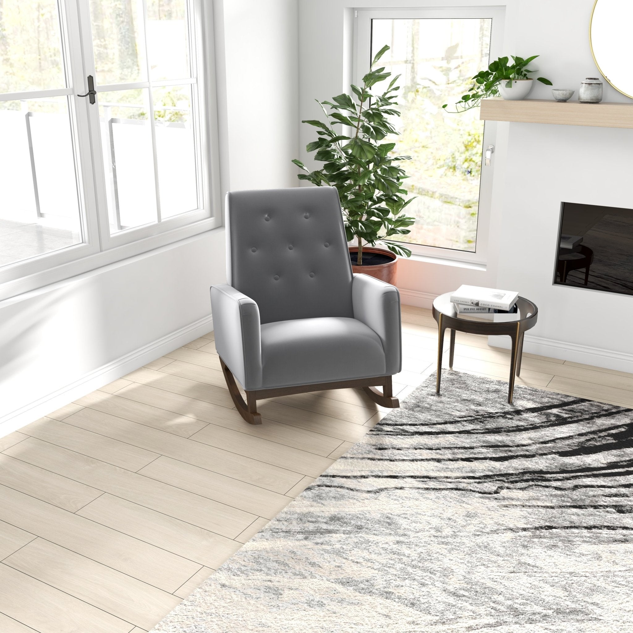 Windsor Grey Microfiber Rocking Chair - MidinMod