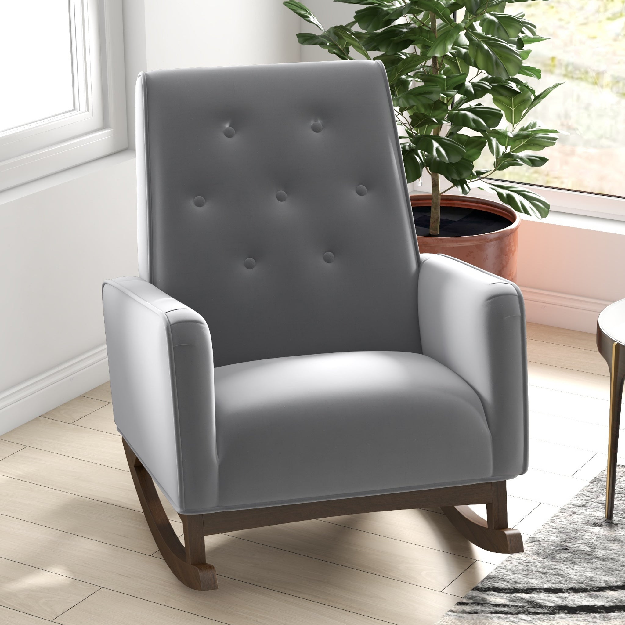 Windsor Grey Microfiber Rocking Chair - MidinMod