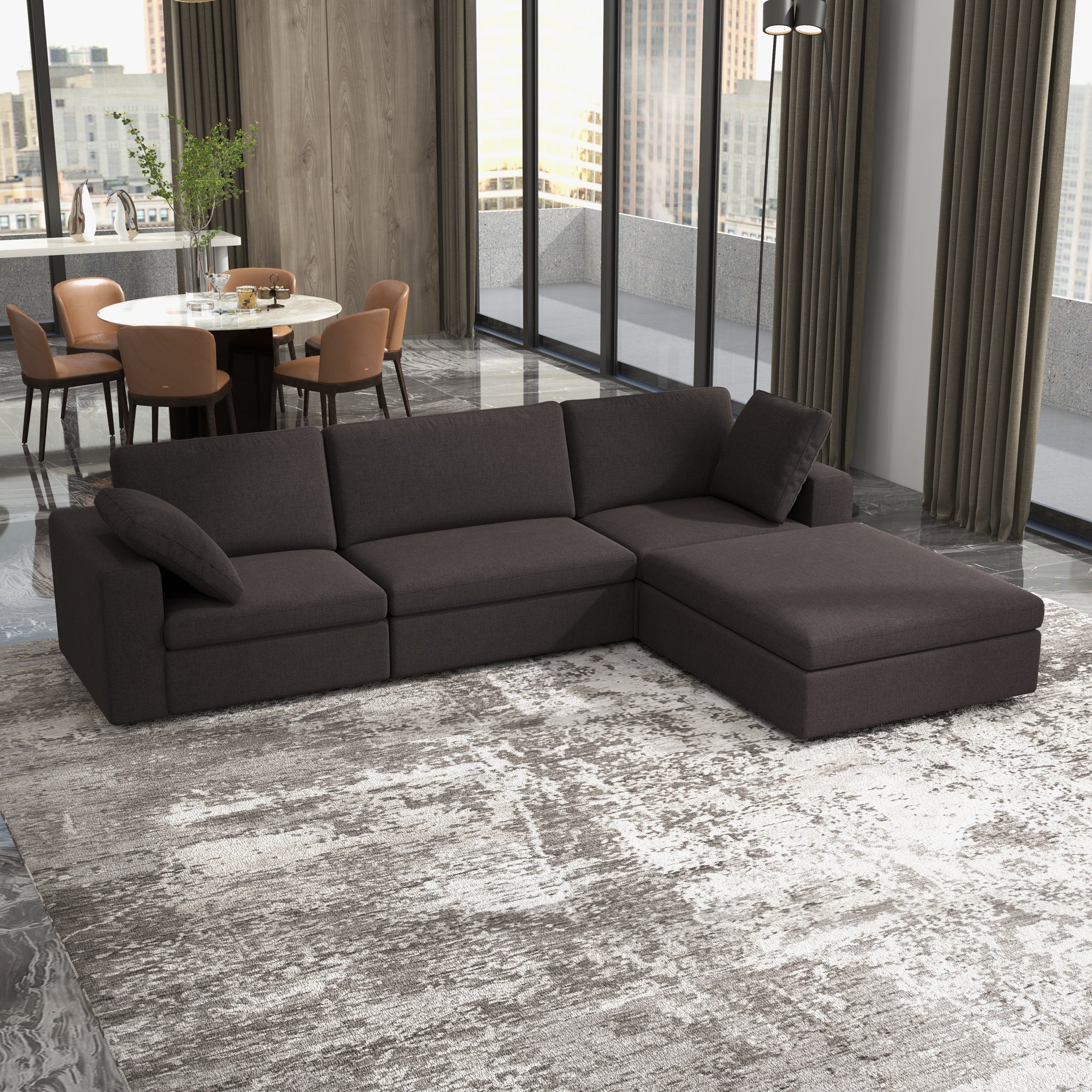 Texas Modular Corner Sectional Modern Sofa Dark Gray - MidinMod