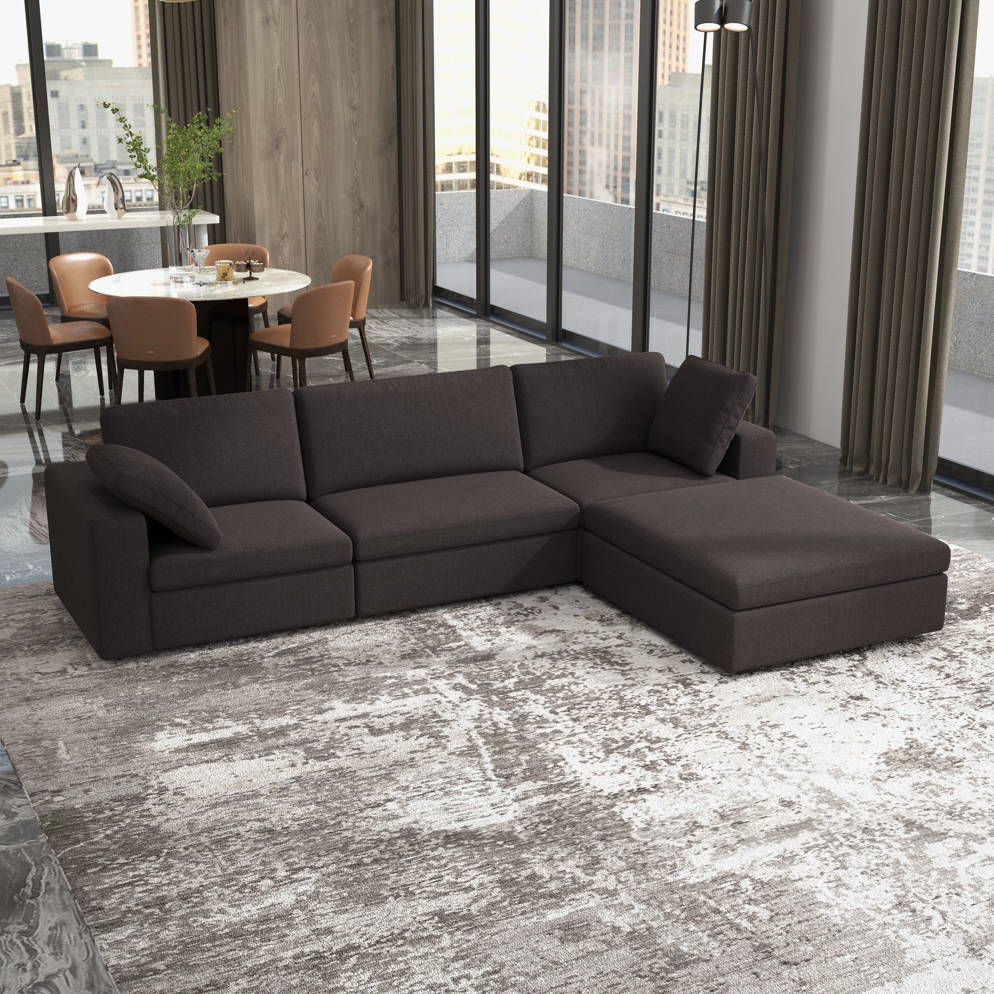 Texas Modular Corner Sectional Sofa Dark Gray | MidinMod