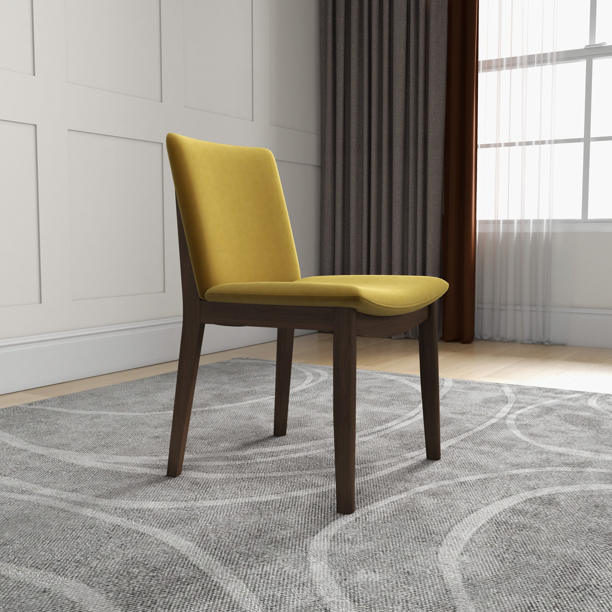 Virginia Dining Chair Dark Yellow Velvet Set of 2 - MidinMod