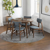 Palmer (Walnut) Round Dining Set with 4 Collins (Grey) Dining Chairs | Mid in Mod | Houston TX | Best Furniture stores in Houston