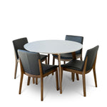 Aliana (White) Dining Set with 4 Virginia (Black Leather) Chairs - MidinMod Houston Tx Mid Century Furniture Store - Dining Tables 1