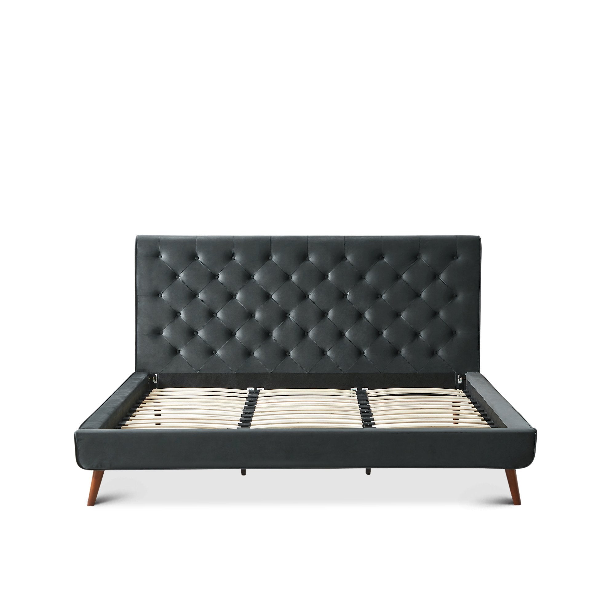 Ashley King Dark Gray Velvet Platform Bed - MidinMod