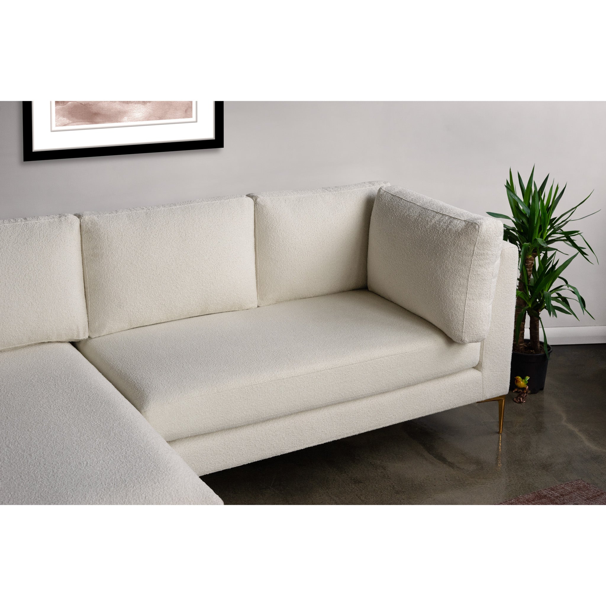 Chamberlain Beige Boucle Sectional Sofa Left Facing Chaise - MidinMod