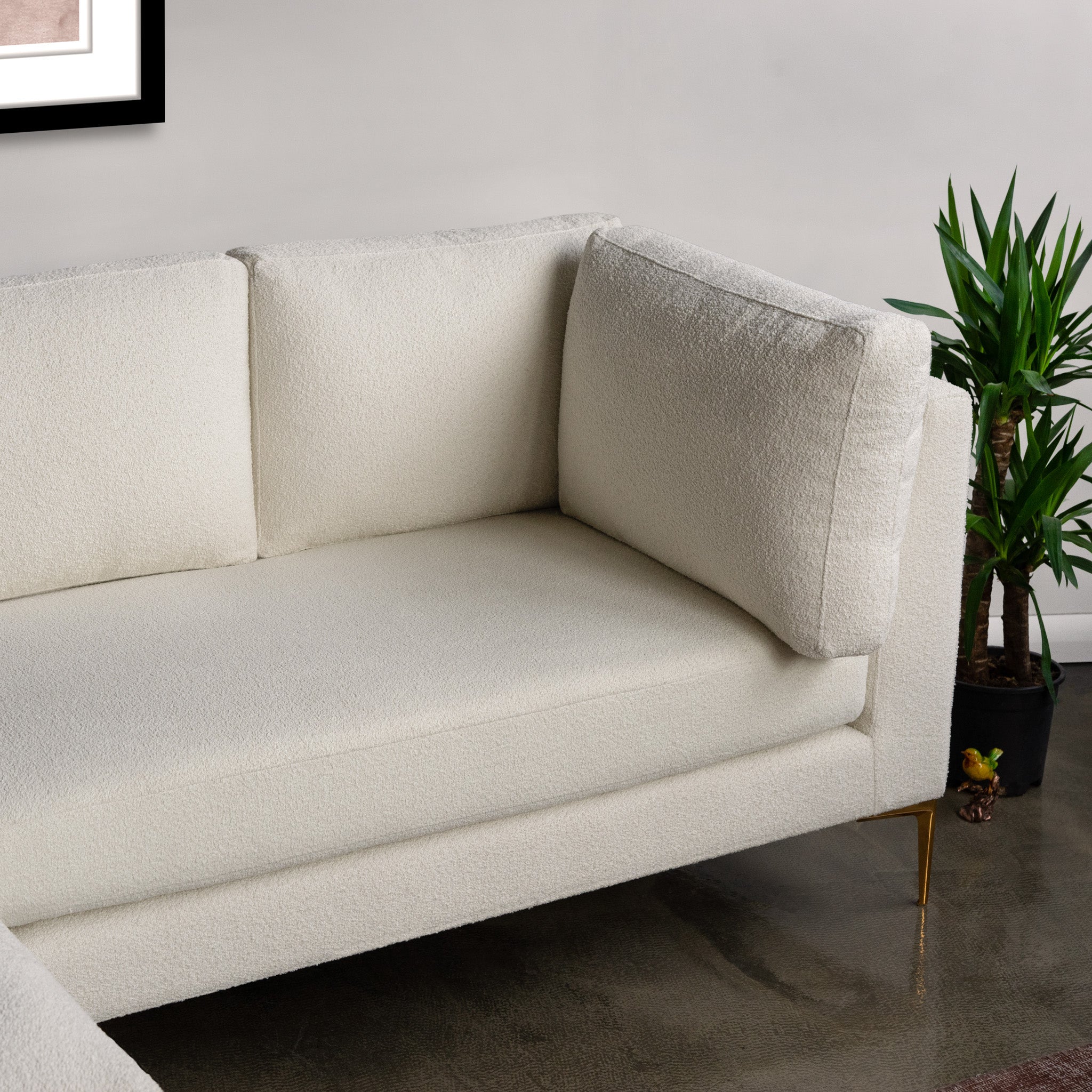 Chamberlain Beige Boucle Sectional Sofa Left Facing Chaise - MidinMod