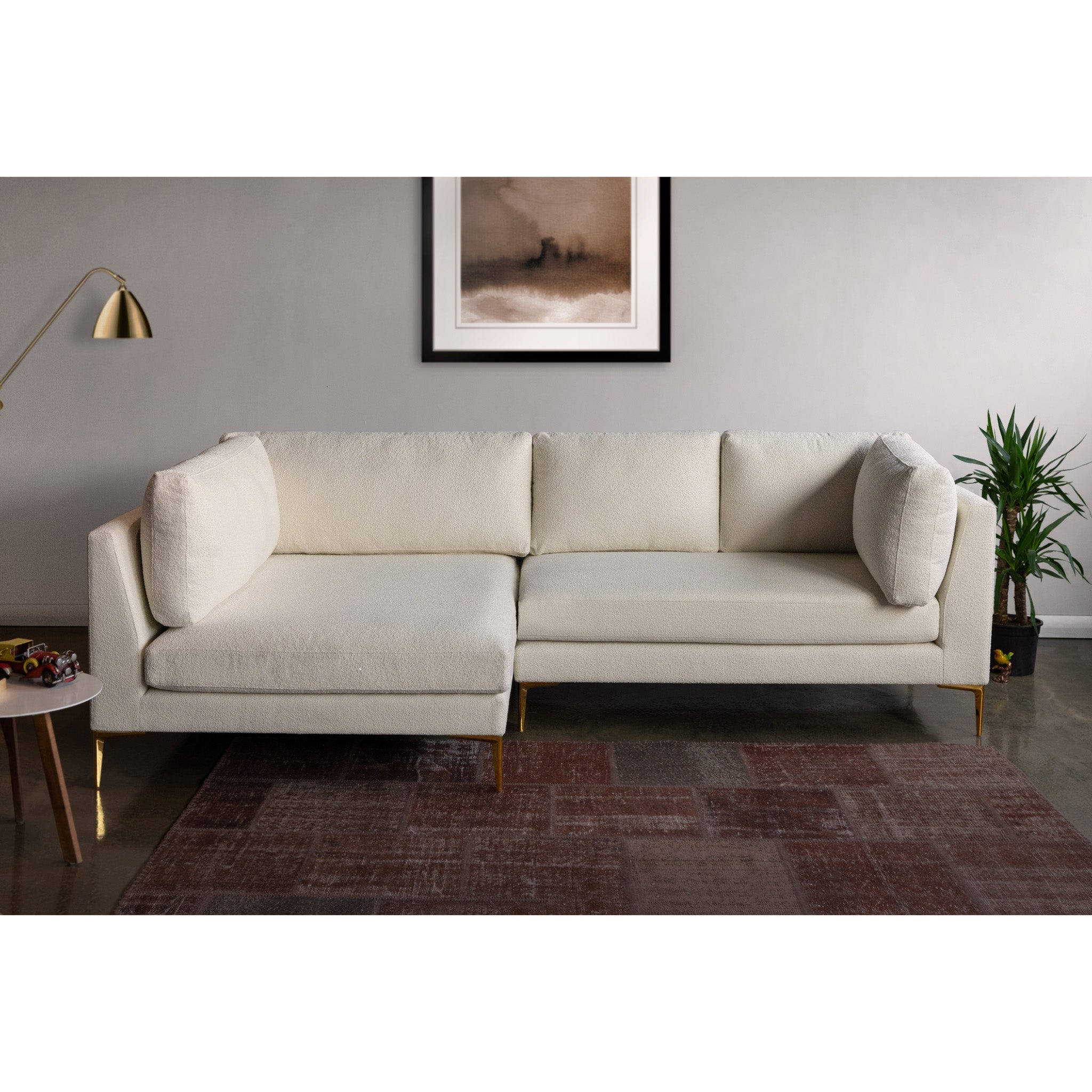 Chamberlain Beige Boucle Sectional Sofa Left Facing Chaise - MidinMod