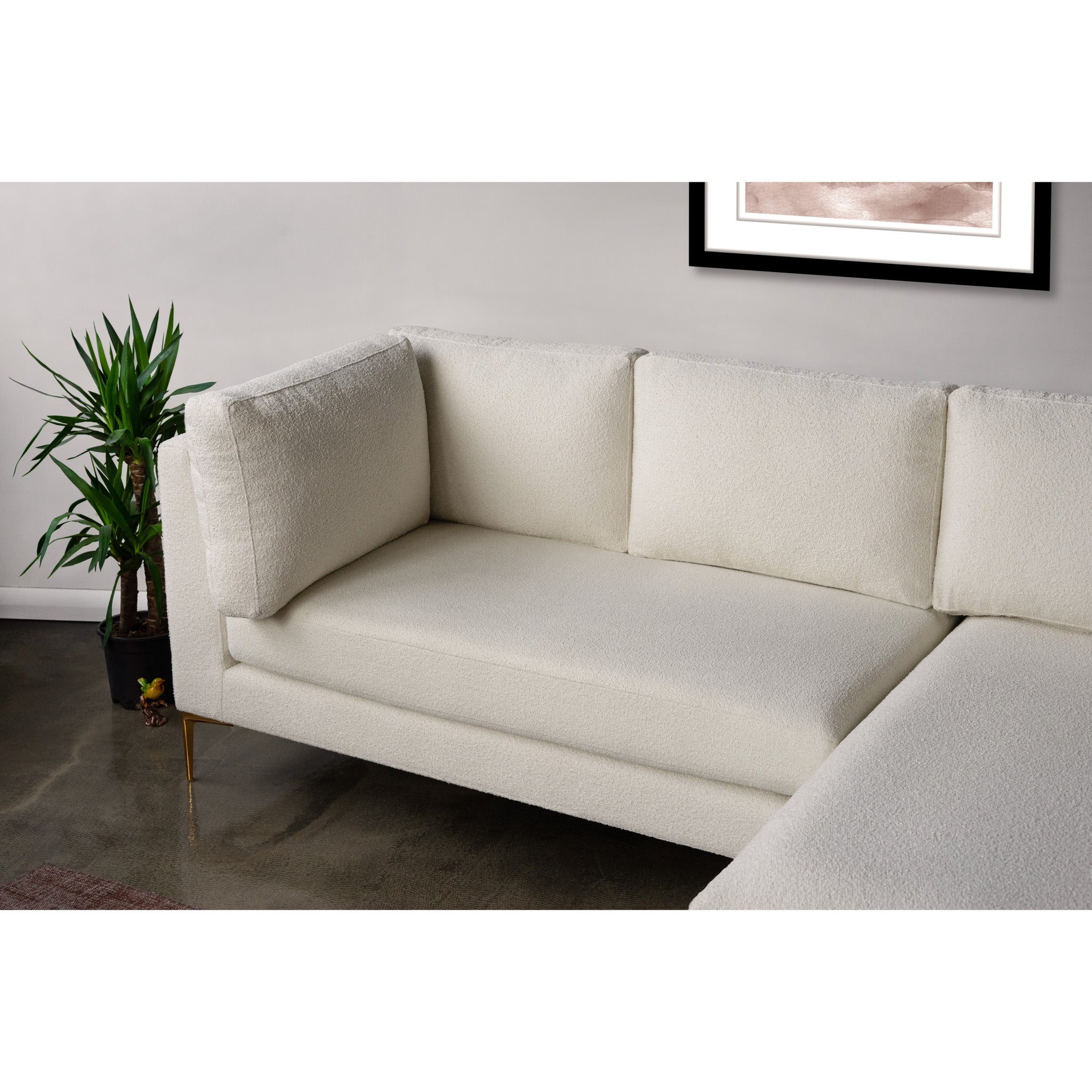 Chamberlain Beige Boucle Sectional Sofa Right Facing Chaise - MidinMod