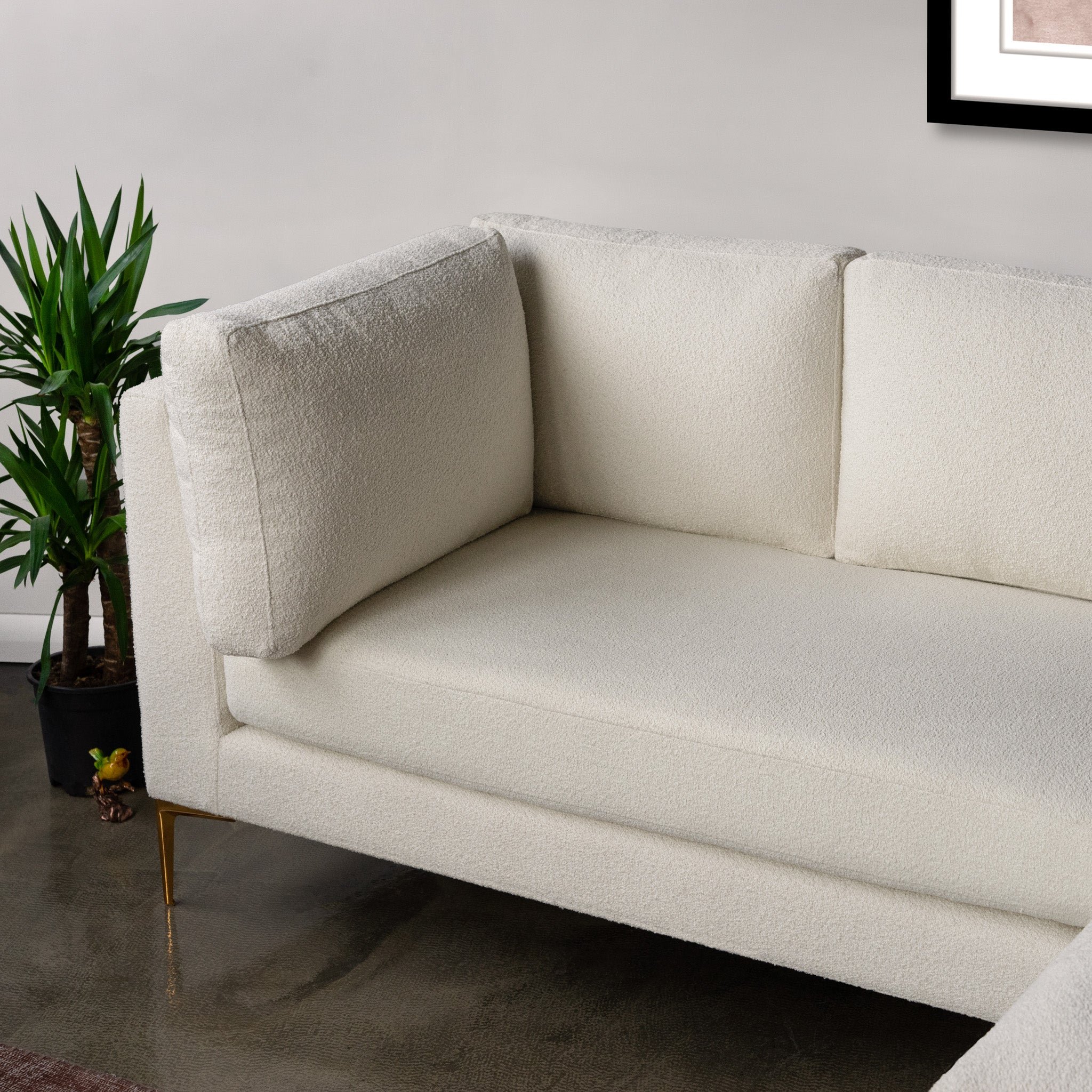 Chamberlain Beige Boucle Sectional Sofa Right Facing Chaise - MidinMod