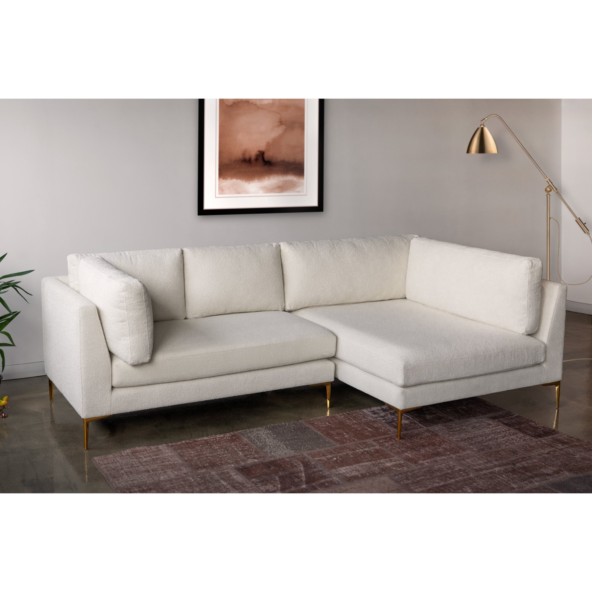 Chamberlain Beige Boucle Sectional Sofa Right Facing Chaise - MidinMod