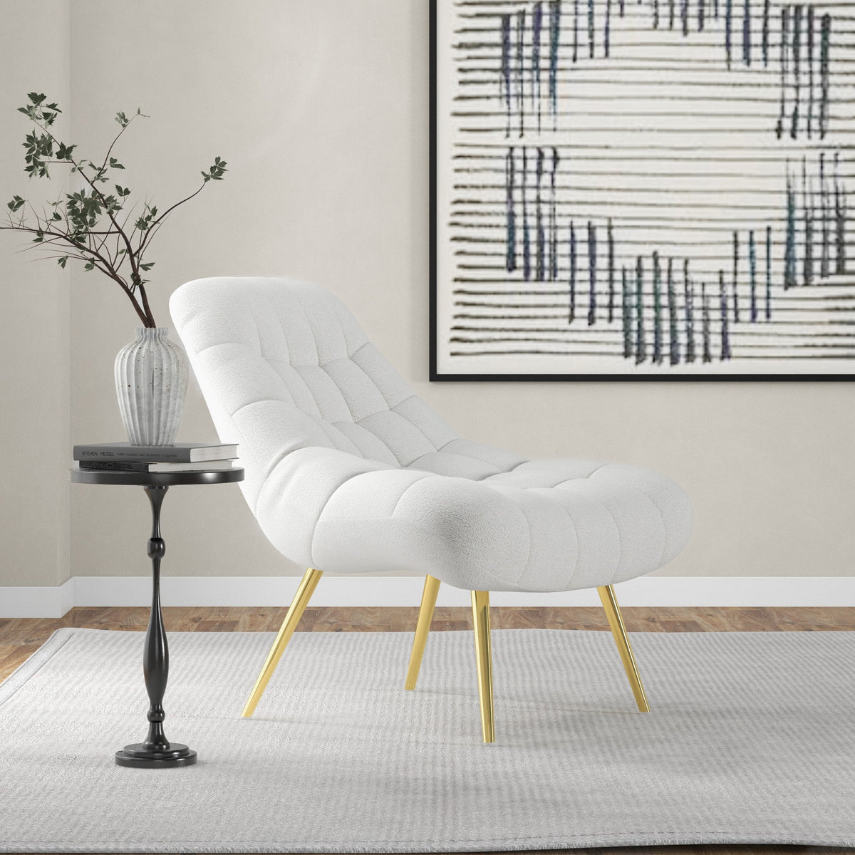 Edna Beige Boucle Lounge Chair