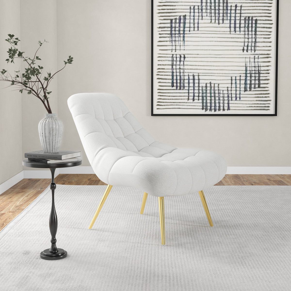 Edna Beige Boucle Lounge Chair
