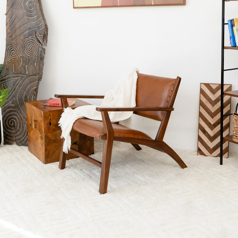 Malawi Leather Arm Chair - Antique Tan | MidinMod | Houston TX | Best Furniture stores in Houston