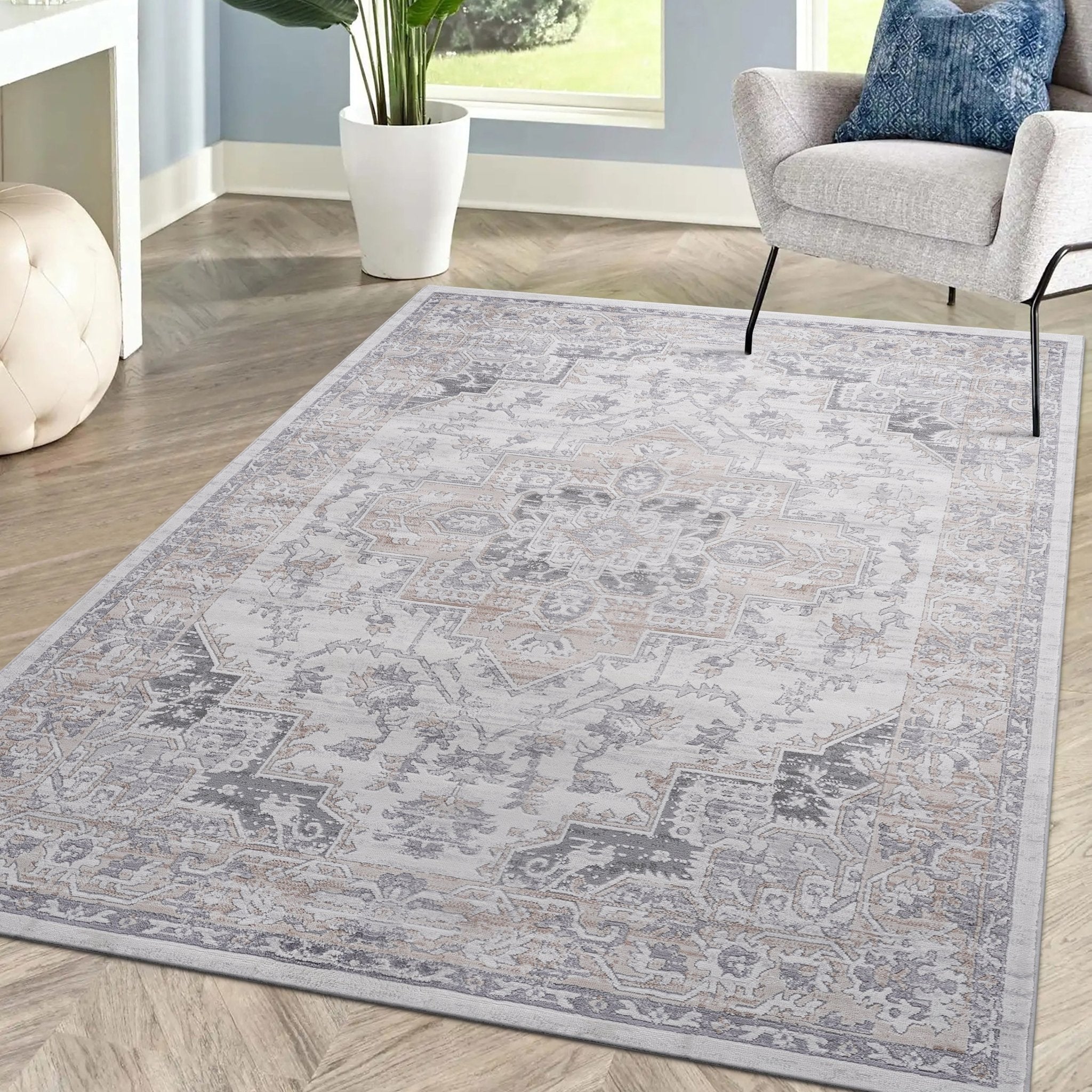 Marfi Ivory-Beige Rug Size 6'7'' x 9' - MidinMod