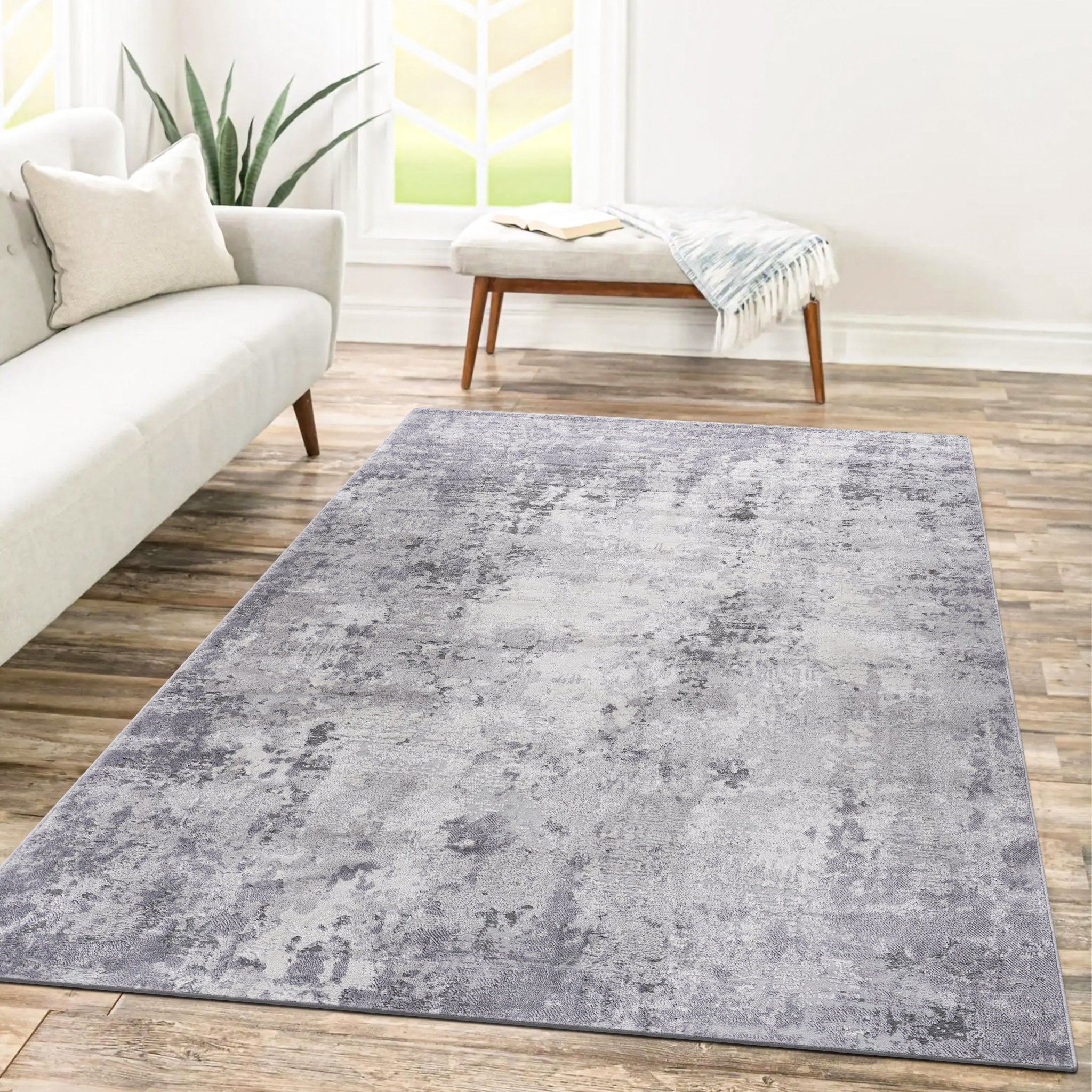 Marfi Light Grey Rug Size 6'7'' x 9' - MidinMod