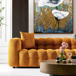 Marsilya Sofa Luxry Modern Chesterfield French Boucle Couch in Orange | Mid in Mod | Houston TX | Best Furniture stores in Houston