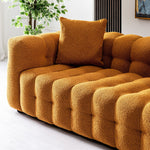Marsilya Sofa Luxry Modern Chesterfield French Boucle Couch in Orange | Mid in Mod | Houston TX | Best Furniture stores in Houston