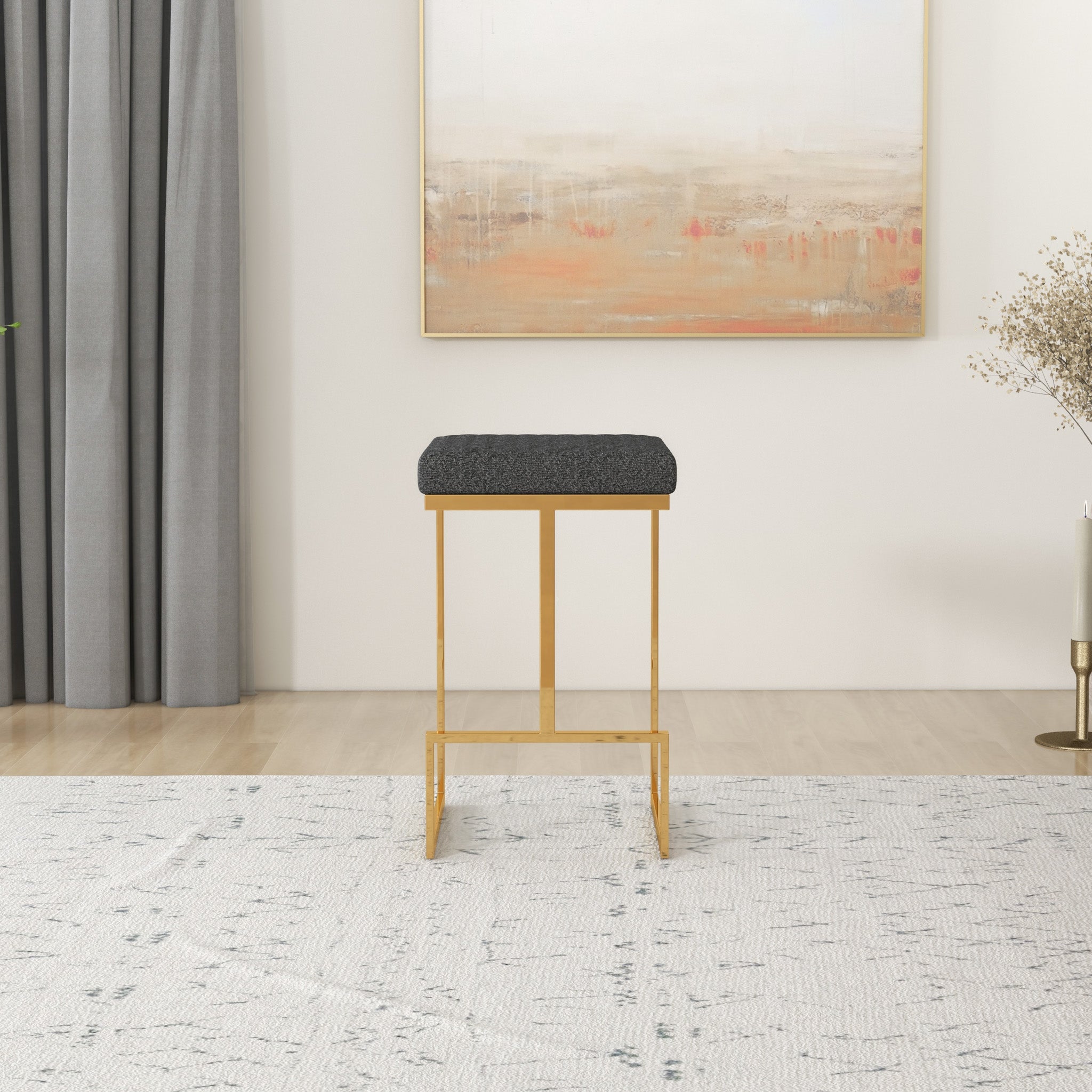 Felicia Mid-Century Modern Grey Boucle Counter Stool | MidinMod