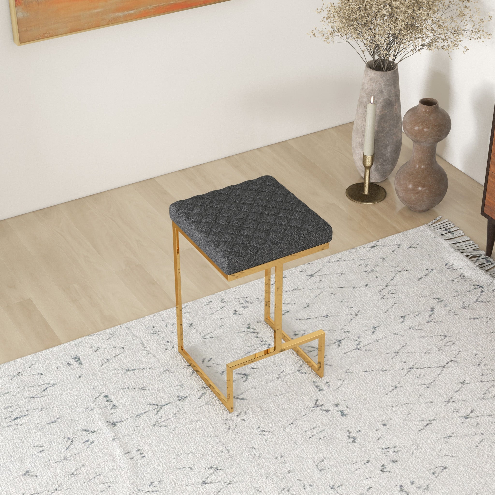 Felicia Mid-Century Modern Grey Boucle Counter Stool | MidinMod