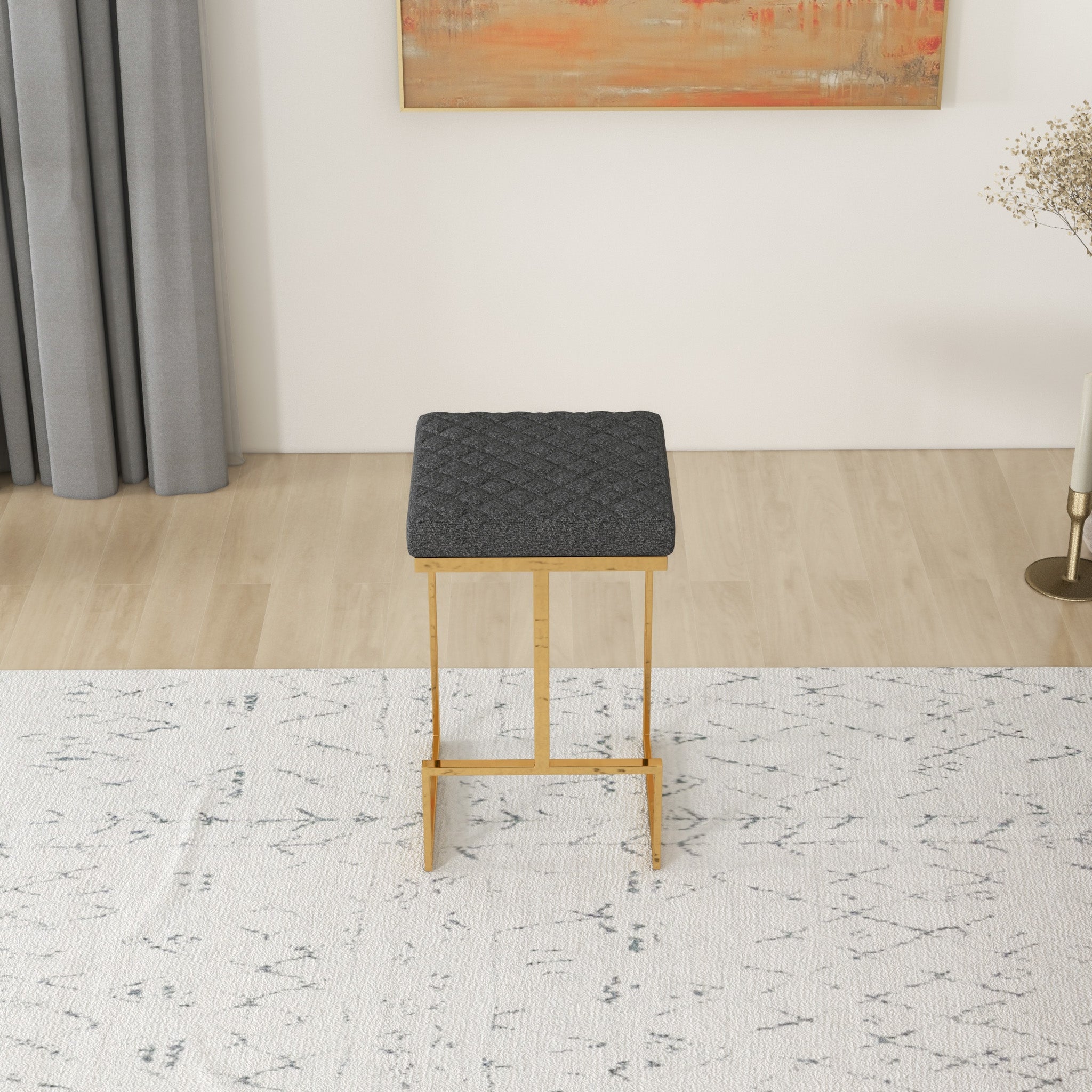 Felicia Mid-Century Modern Grey Boucle Counter Stool | MidinMod