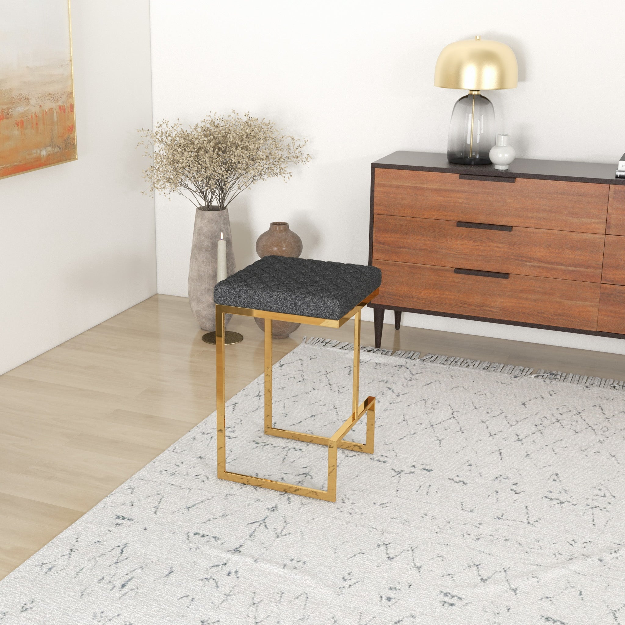 Felicia Mid-Century Modern Grey Boucle Counter Stool | MidinMod