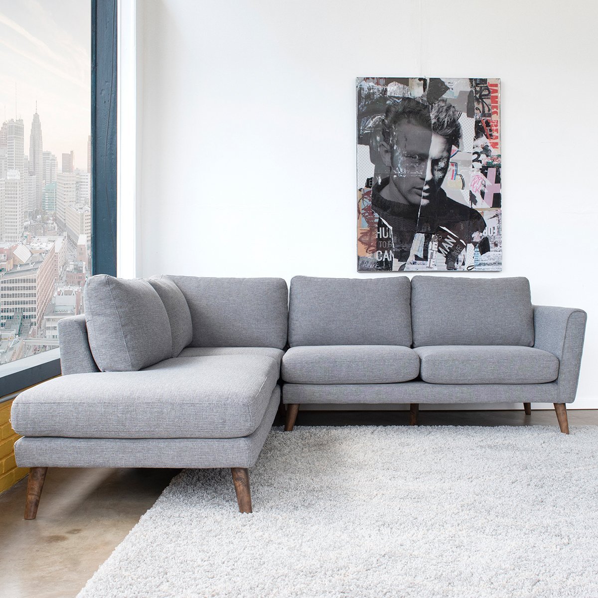 Bexley Grey Sectional Sofa Left Facing Chaise - MidinMod