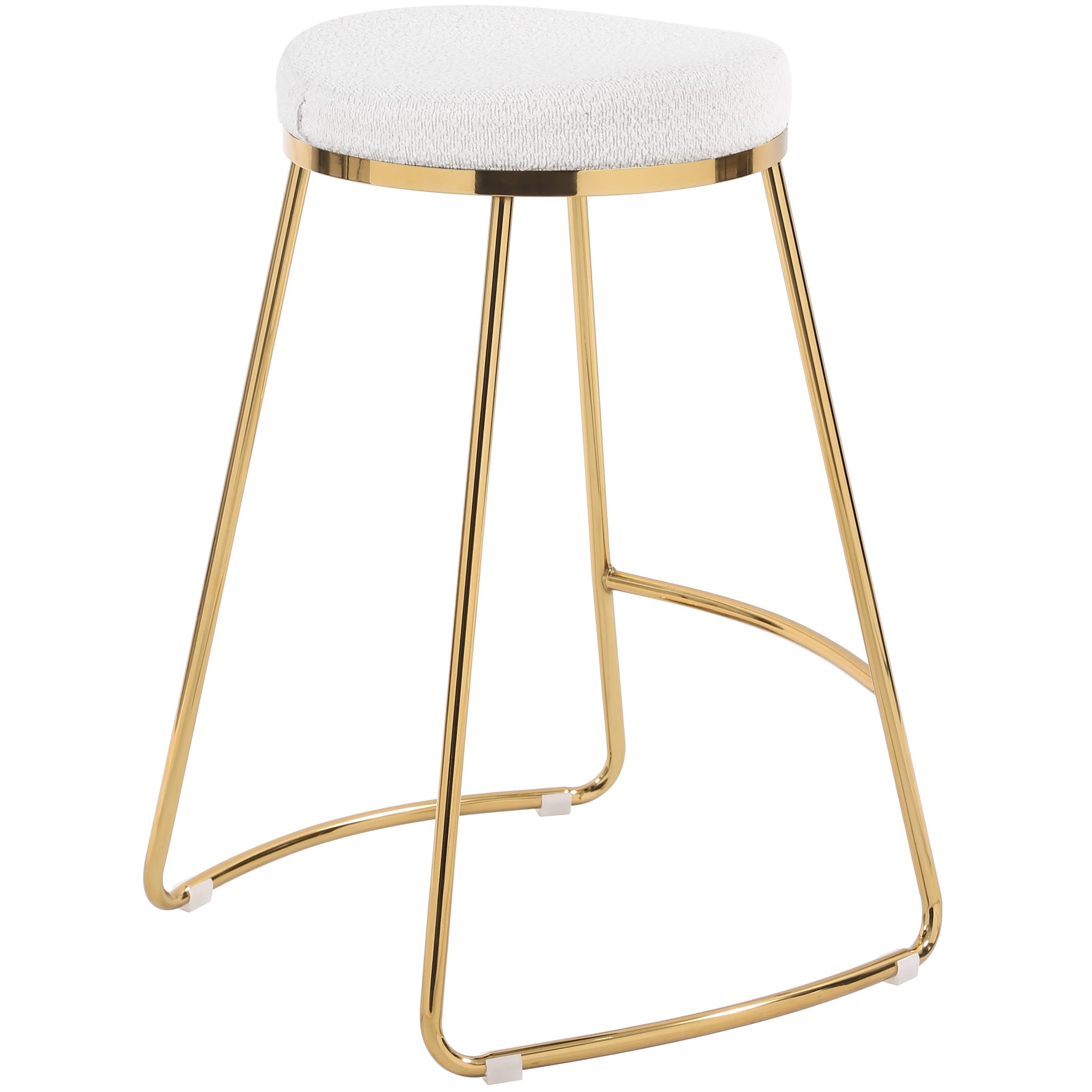 Bissel Mid-Century Modern Beige Boucle Counter Stool with Gold Legs | MidinMod
