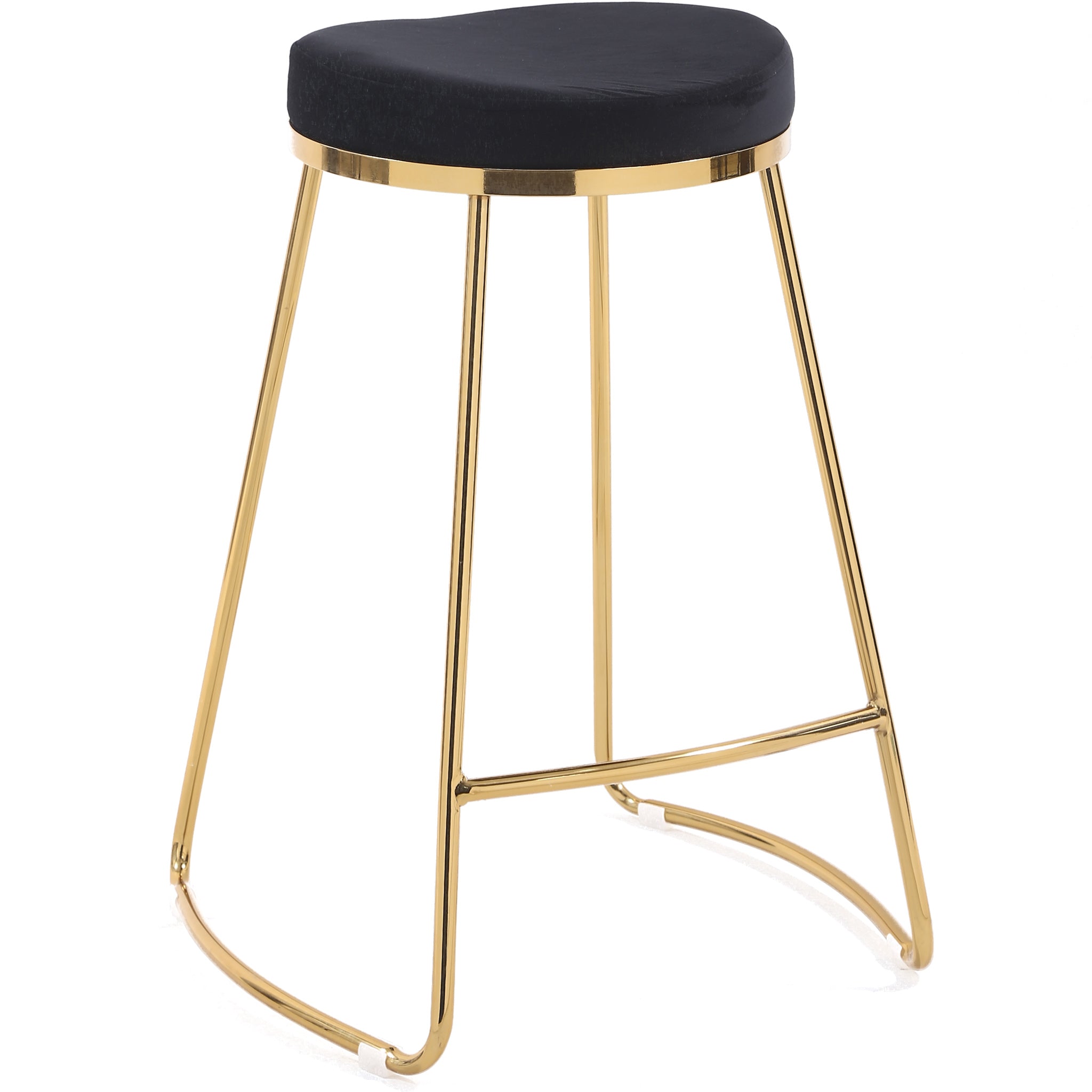 Bissel Mid-Century Modern Black Velvet Counter Stool with Gold Legs | MidinMod