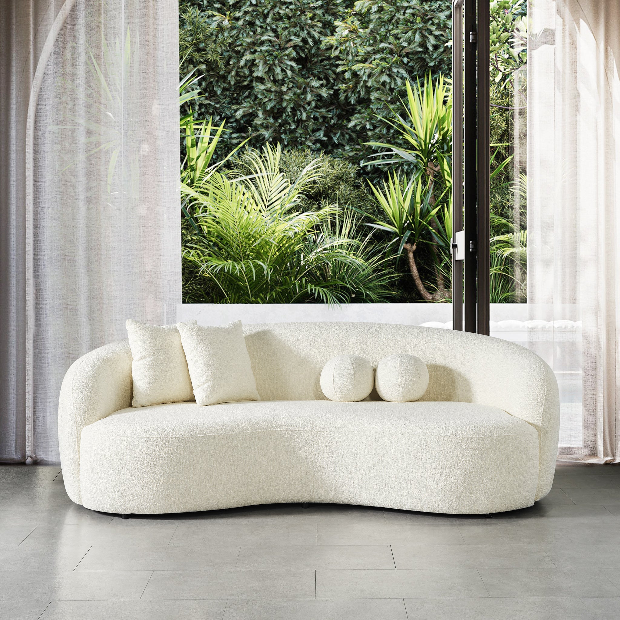 Blair Japandi Curvy Boucle Sofa (Ivory) | MidinMod |