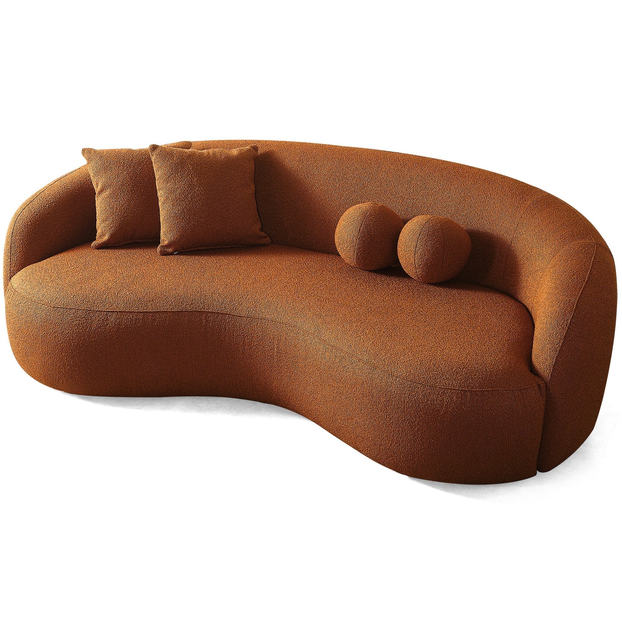Blair Orange Boucle Japandi Sofa - MidinMod