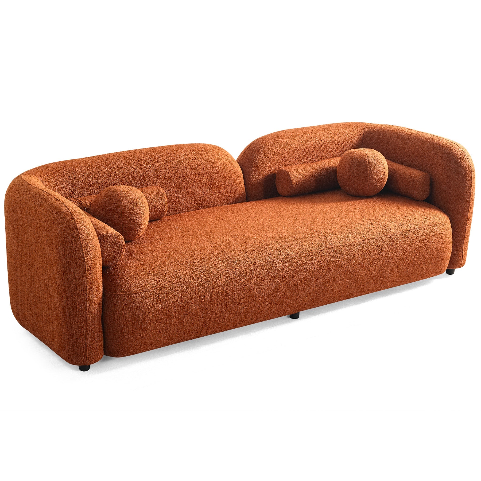 Bodrum Burnt Orange Boucle Curved Sofa - MidinMod