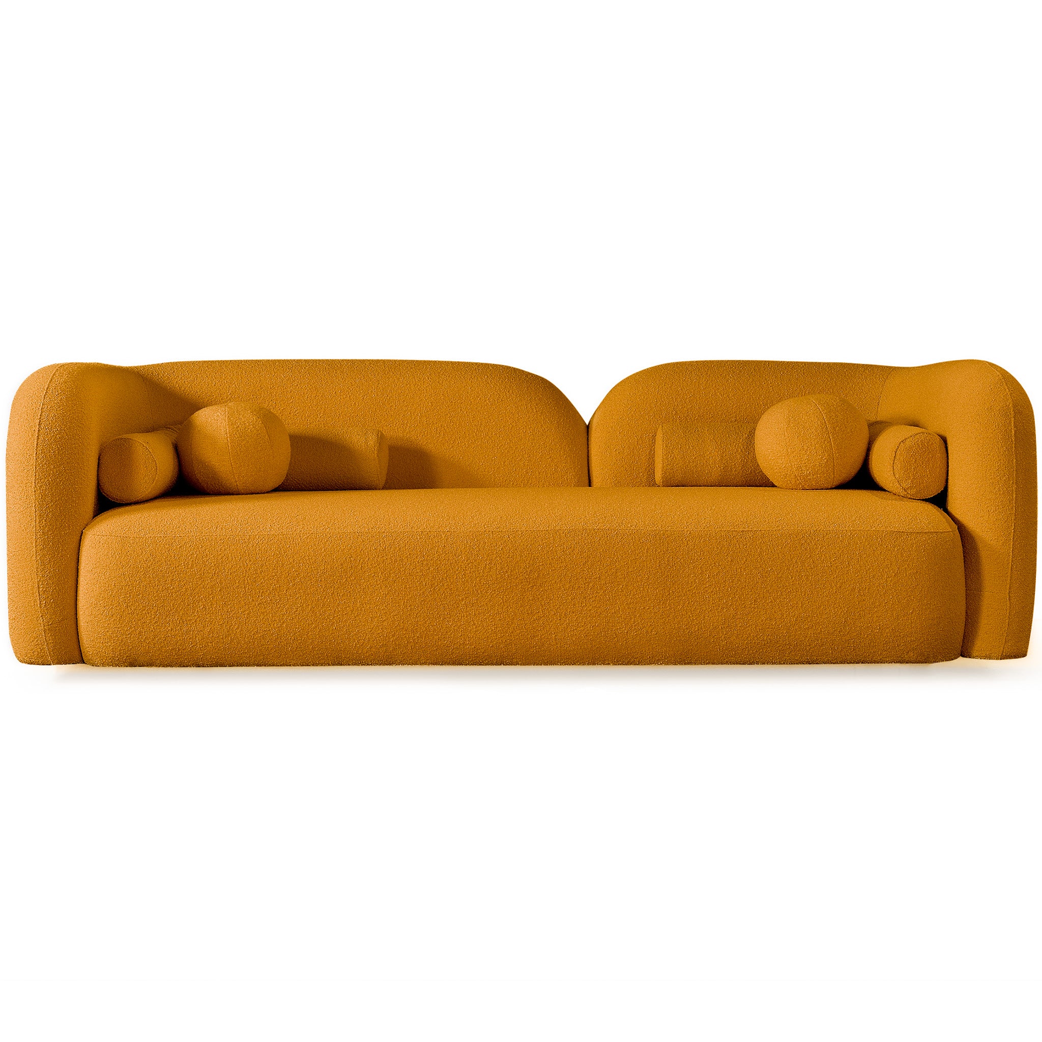 Bodrum Dark Yellow Curved Boucle Sofa - MidinMod