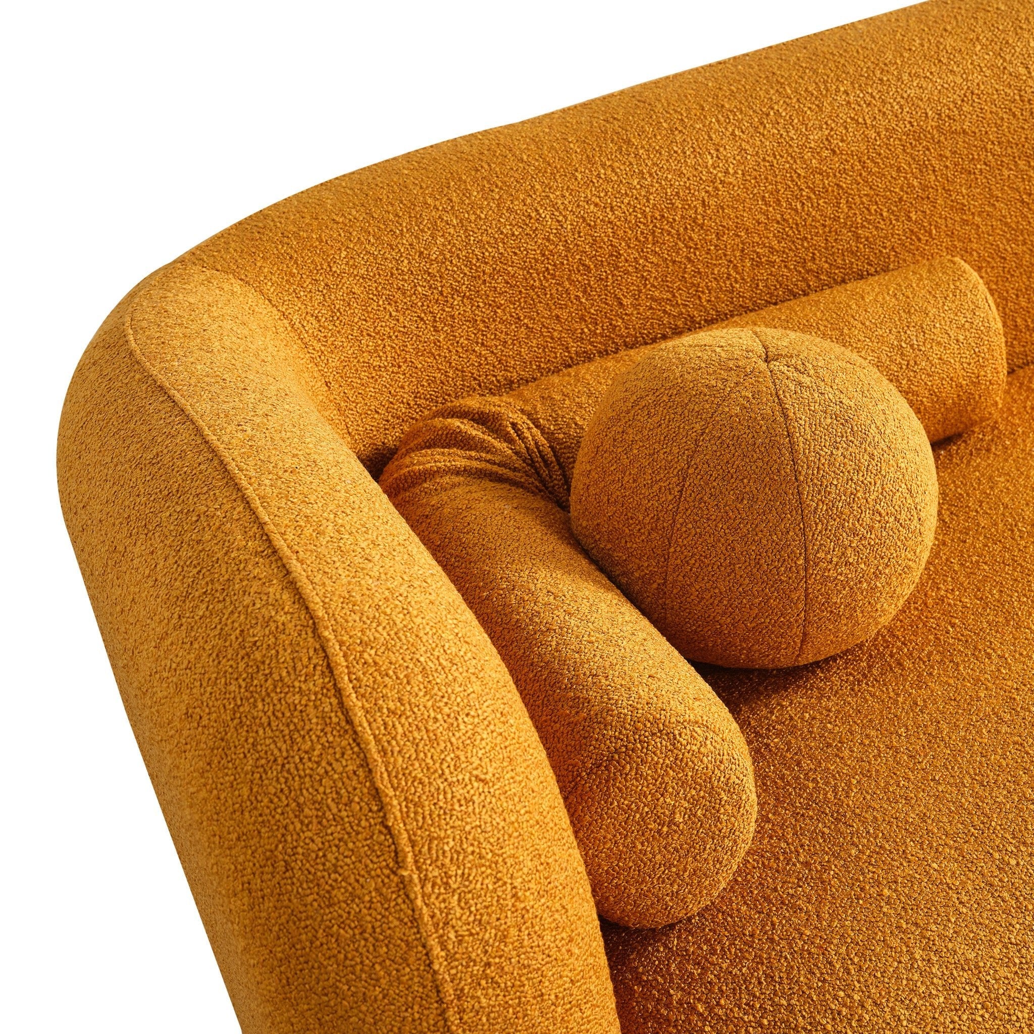 Bodrum Dark Yellow Curved Boucle Sofa - MidinMod