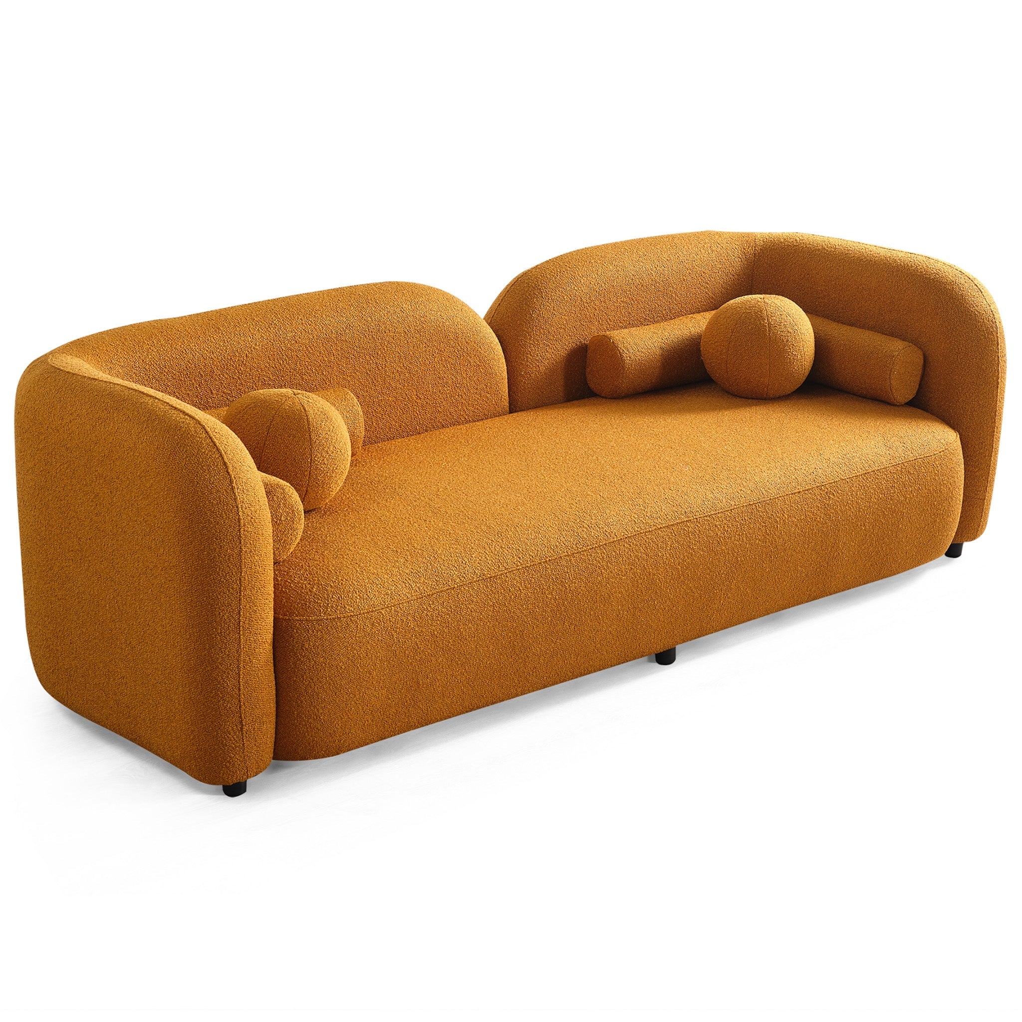 Bodrum Dark Yellow Curved Boucle Sofa - MidinMod