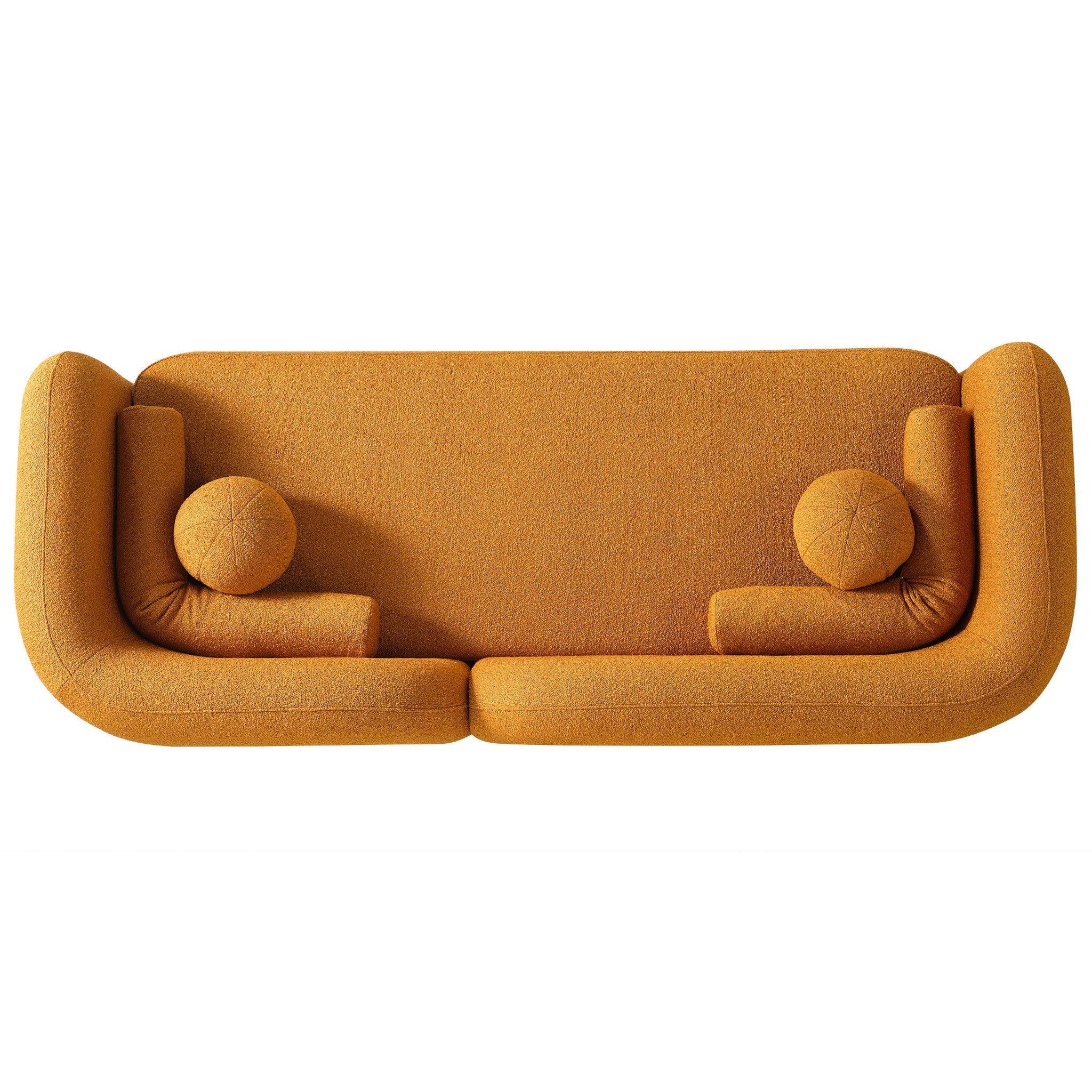 Bodrum Dark Yellow Curved Boucle Sofa - MidinMod